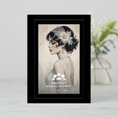 Exquisite Vintage Retro 20s Bride Bridal Shower 箔招待状 (立ち正面)
