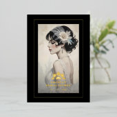 Exquisite Vintage Retro 20s Bride Bridal Shower 箔招待状 (立ち正面)