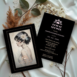 Exquisite Vintage Retro 20s Bride Bridal Shower 箔招待状