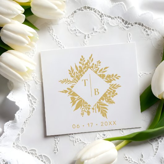 Exquisite Wedding Wildflowers Bouquet Initials ラバースタンプ