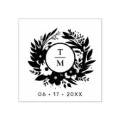 Exquisite Wedding Wildflowers Wreath Initials ラバースタンプ (インプリント)