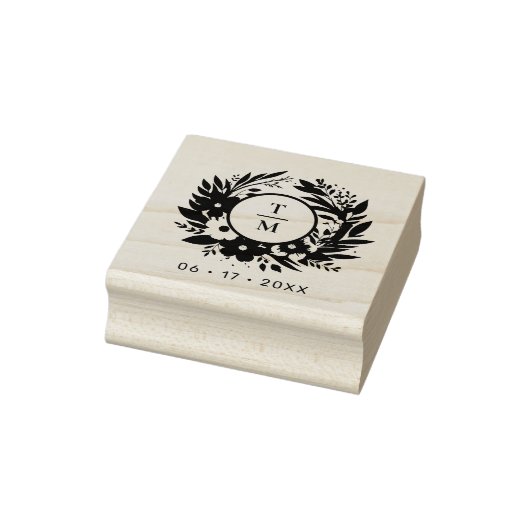 Exquisite Wedding Wildflowers Wreath Initials ラバースタンプ (スタンプ)