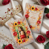 Exquisite Wood Botanical Frame Spanish Photo XVs 招待状