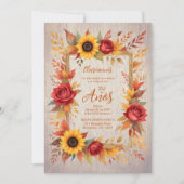 Exquisite Wood Botanical Frame Spanish Photo XVs 招待状 (正面)