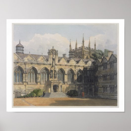 Exterior of Oriel College,イラストレーションからの ポスター (正面)