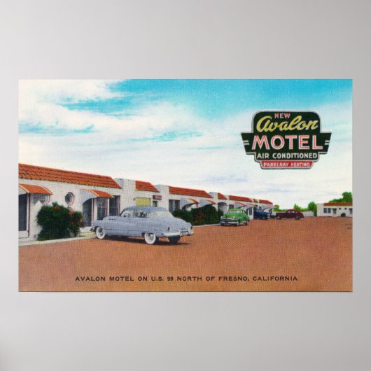 Exterior View of Avalon MotelFresno, CA ポスター (正面)
