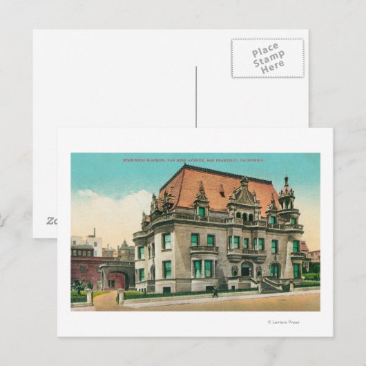 Exterior View of Sprecels Mansion, Van Ness ポストカード (正面/裏面)
