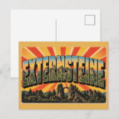 Externsteineの砂岩の柱 森 レトロ調 ポストカード (正面/裏面)