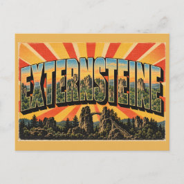 Externsteineの砂岩の柱 森 レトロ調  ポストカード
