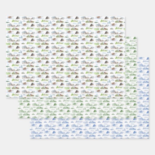 Extinct Animal Toile Wrapping Paper  ラッピングペーパーシート (セット)