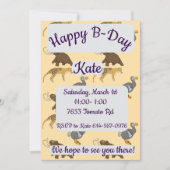 Extinct Animals Happy Birthday 招待状 (正面)
