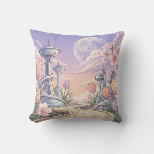 Extra Celestial Glowing Floral Throw Pillow クッション (正面)