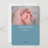 Extra Joy Photo Blue Holiday Birth Announcement シーズンカード (裏面)