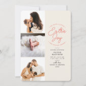 Extra Joy Photo Red Holiday Birth Announcement シーズンカード (正面)