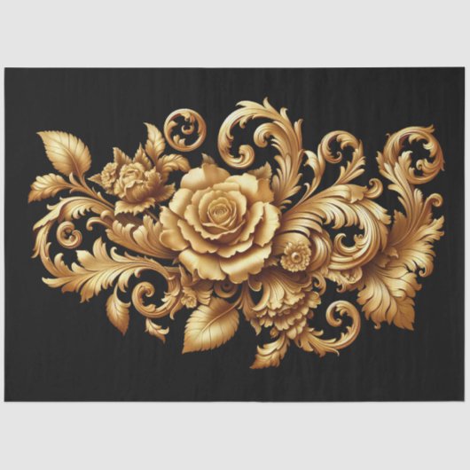 Extra Large Gold Baroque Floral Decoupage 薄葉紙 (正面)