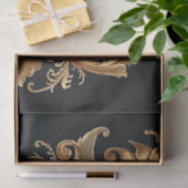 Extra Large Gold on Black Baroque Floral Decoupage 薄葉紙 (ギフト)