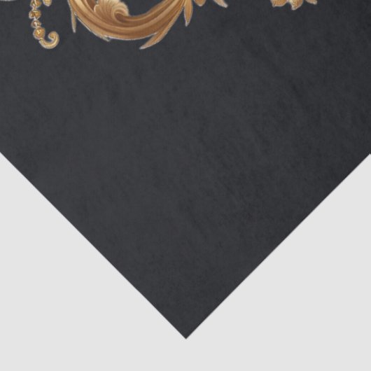 Extra Large Gold on Black Baroque Floral Decoupage 薄葉紙 (詳細)