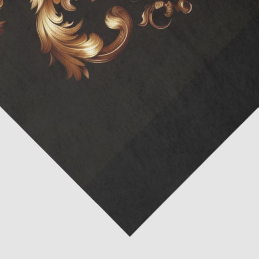 Extra Large Gold on Black Baroque Floral Decoupage 薄葉紙 (詳細)