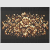 Extra Large Gold on Black Baroque Floral Decoupage 薄葉紙 (正面)