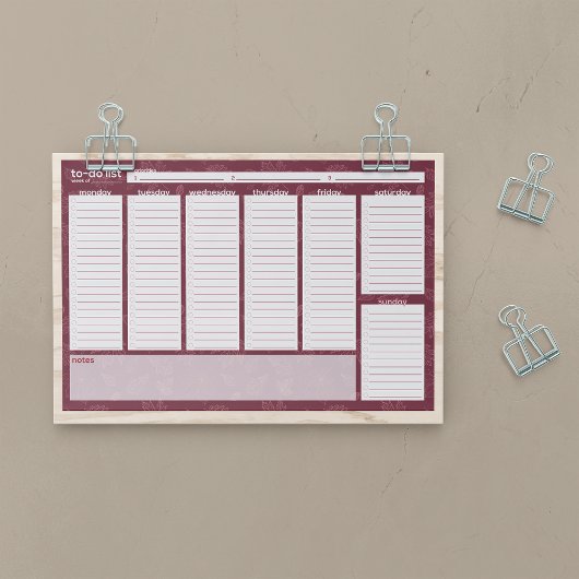 Extra-Large Weekly To-Doリスト – リーフデザイン ペーパーパッド