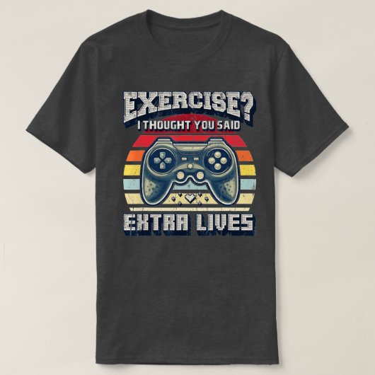 Extra Lives Funny Video Game Controller Retro Boy Tシャツ (デザイン正面)