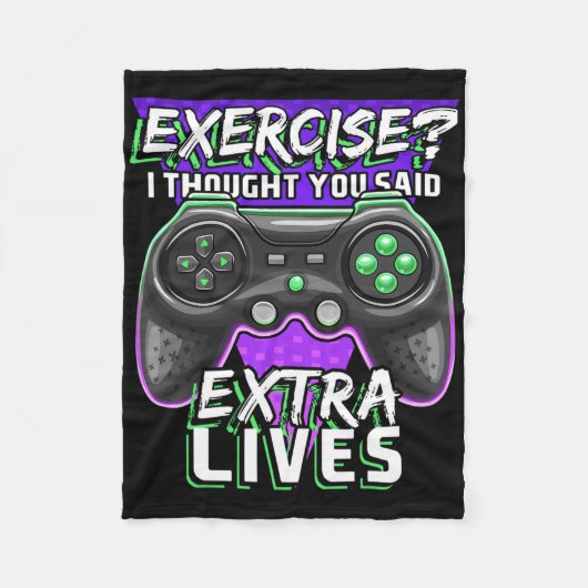 Extra Lives Funny Video Game Controller Retro Game フリースブランケット (正面)