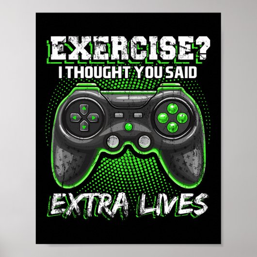 Extra Lives Funny Video Game Controller Retro Game ポスター (正面)