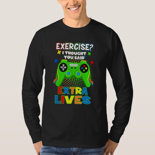 Extra Lives Video Game Controller Retro Gamer Boys Tシャツ (正面)