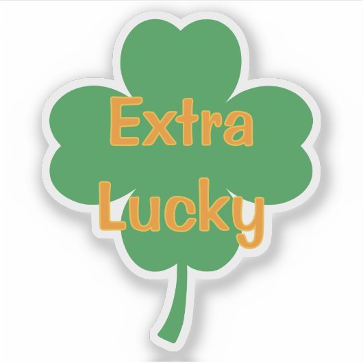 Extra Lucky Four-Leaf Clover St Patricks Day シール (正面)