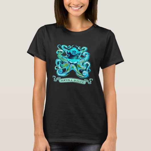 Extra Salty Scuba Diver Octopus Deep Sea Diving Oc Tシャツ (正面)