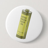 Extra virgin olive oil in a round tin bottle 缶バッジ (正面)