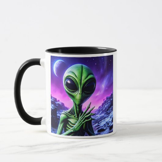 Extraterrestre énigmatique sous un ciel cosmique. マグカップ (左)
