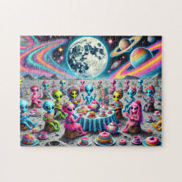 Extraterrestrial Tea Party Whimsical Galaxy ジグソーパズル