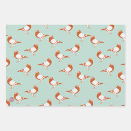 extravantes Taubendekor , Bambi und Pudelmuster  ラッピングペーパーシート