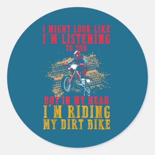 Extreme Motocross Fan Dirt Bike Rider's Dream Funn ラウンドシール (正面)