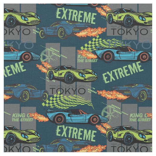 Extreme Tokyo Street Racing Pattern ファブリック (クローズアップ)