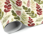 Exuberant Botanical Branches Red & Green TMF26 ラッピングペーパー (ロールコーナー)