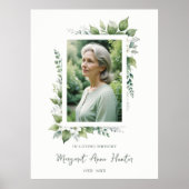 Exuberant Flower & Foliage Frame Funeral Photo ポスター (正面)