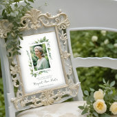 Exuberant Flower & Foliage Frame Funeral Photo ポスター