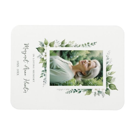Exuberant Flower & Foliage Frame Photo Keepsake マグネット (横)