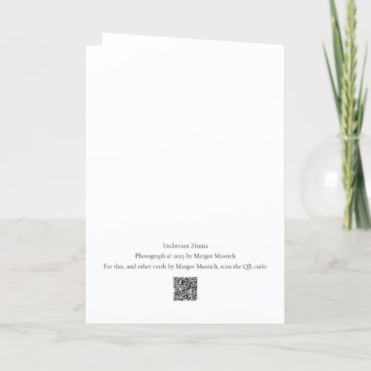 Exuberant Zinnia Blank Greeting Card カード (裏面)