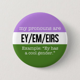 Ey/Emの代名詞- Genderqueerの旗 缶バッジ