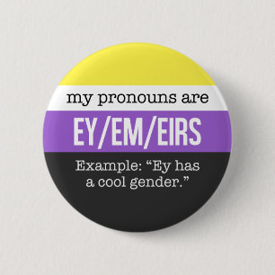 Ey/Emの代名詞- Nonbinaryの旗 缶バッジ
