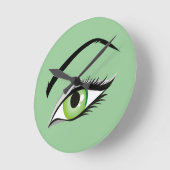 eye-149673美しいファッションMAKE UPサロンアイ、緑 ラウンド壁時計 (傾斜)