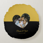 Eye-casing Heart Couple Gold and Black ラウンドクッション (正面)