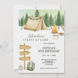 Eye catching birthday Invitation in camping vibe  招待状