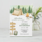 Eye catching birthday Invitation in camping vibe  招待状 (スタンド正面)