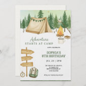 Eye catching birthday Invitation in camping vibe  招待状 (正面/裏面)