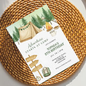 Eye catching birthday Invitation in camping vibe  招待状