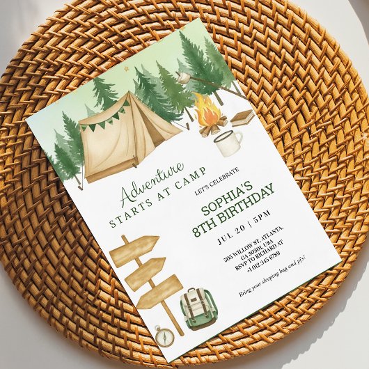 Eye catching birthday Invitation in camping vibe  招待状